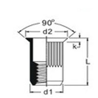 M-Series 12.5 Millimeter (mm) Dimension L and M4 Thread Size Open End Countersunk Head (Large) Stainless Steel Rivet Nut - 2