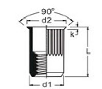 M-Series 10.0 Millimeter (mm) Dimension L Open End Reduced Countersunk Head (Small) Stainless Steel Rivet Nut - 2