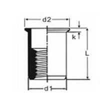 P-Series 9.0 Millimeter (mm) Dimension L and M3 Thread Size Open End Countersunk Head (CSK) Rivet Nut - 2