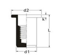 P-Series 14.5 Millimeter (mm) Dimension L and M4 Thread Size Open End Cylindrical Head (Flat) Rivet Nut - 2