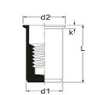 P-Series 15.0 Millimeter (mm) Dimension L and M4 Thread Size Open End Countersunk Head (CSK) Rivet Nut - 2