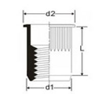 K-Series Open End Countersunk Head (AK) Rivet Nuts - 2