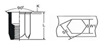A-Series Full Hexagon Reduced Countersunk Head (Small) Rivet Nuts - 2