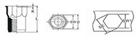 A-Series Semi-Hexagon Reduced Countersunk Head (Small) Rivet Nuts - 2