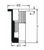 M-Series 10.5 Millimeter (mm) Dimension L and M3 Thread Size Open End Cylindrical Head (Flat) Rivet Nut - 2