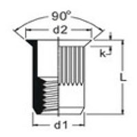 M-Series 11.5 Millimeter (mm) Dimension L and M3 Thread Size Open End Countersunk Head (Large) Steel Rivet Nut - 2