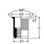 M-Series 12.5 Millimeter (mm) Dimension L and M4 Thread Size Open End Countersunk Head (Large) Stainless Steel Rivet Nut - 2