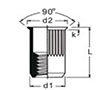 M-Series 10.0 Millimeter (mm) Dimension L Open End Reduced Countersunk Head (Small) Stainless Steel Rivet Nut - 2